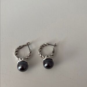 Beautiful silver with grey pearl hoop